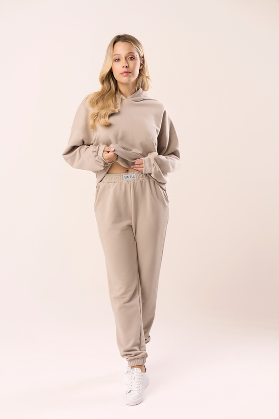 Długie spodnie dresowe w kolorze soft taupe