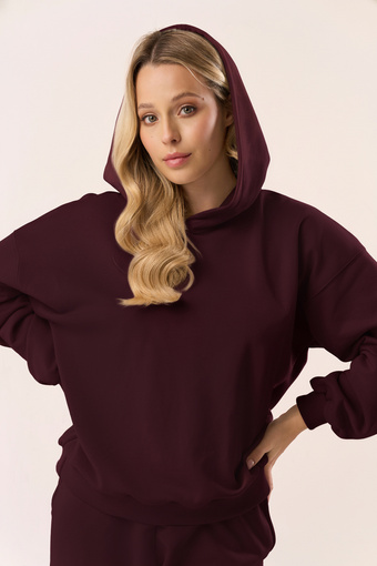 Bluza dresowa z kapturem w kolorze wine berry