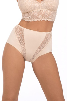 Majtki z wysokim stanem oraz elementami koronki w kolorze beżowym (174)