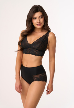 Majtki modelujące z kwiatową koronką w kolorze czarnym (203)