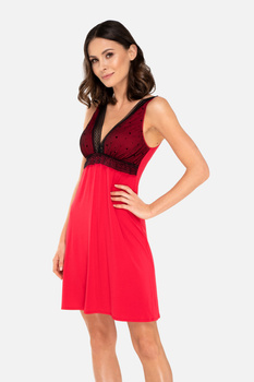 VALERIE - koszula nocna w kolorze czerwonym oraz z czarnym akcentem